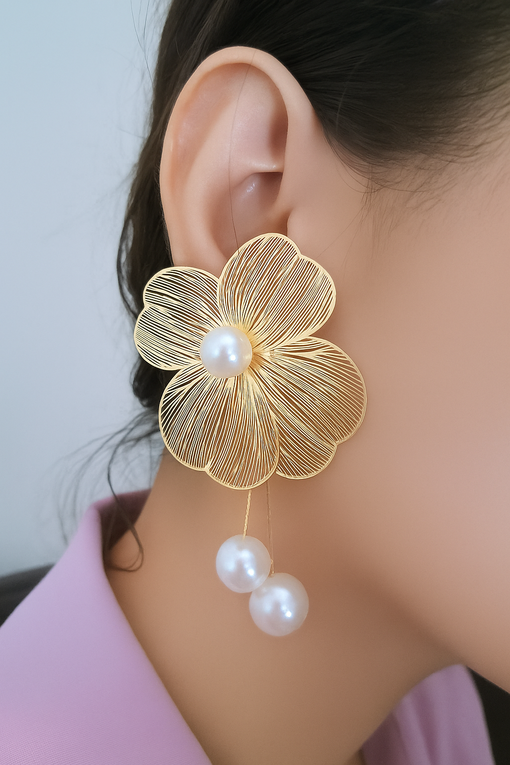Pearl Fleur Statement Earrings