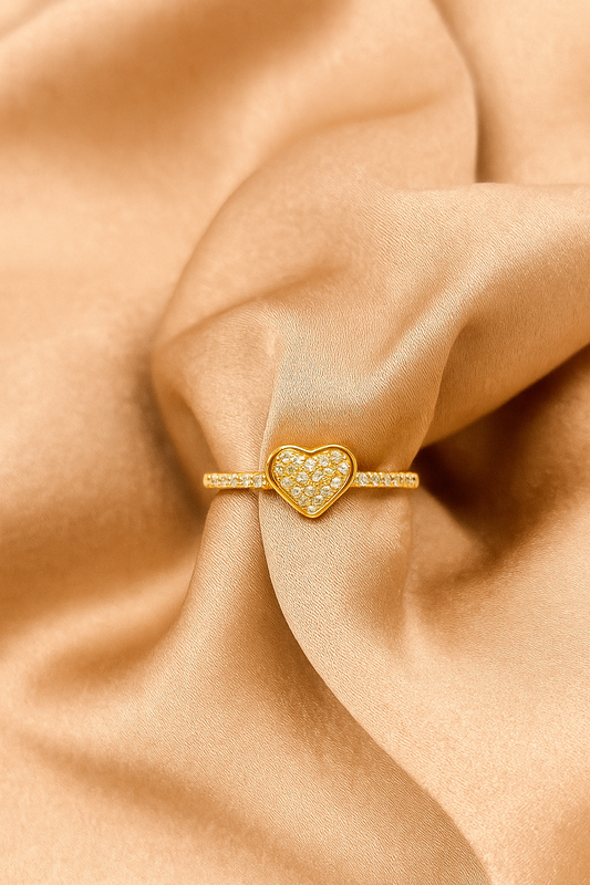 Golden Gleam Heart Ring