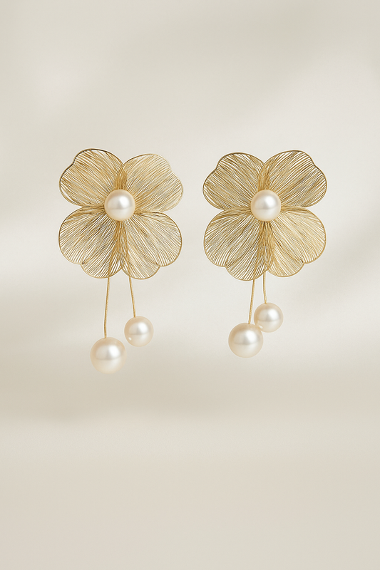 Pearl Fleur Statement Earrings
