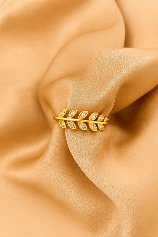 Golden Bloom Leaf Ring